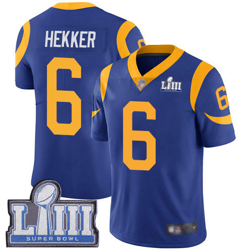 Los Angeles Rams Limited Royal Blue Men Johnny Hekker Alternate Jersey NFL Football 6 Super Bowl LIII Bound Vapor Untouchable